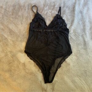 Vintage Black Lace bodysuit teddy